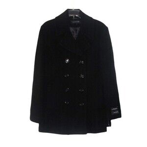 NEW Jones New York Wool Blend Peacoat Women's 14 Navy Blue Double Breasted NWT